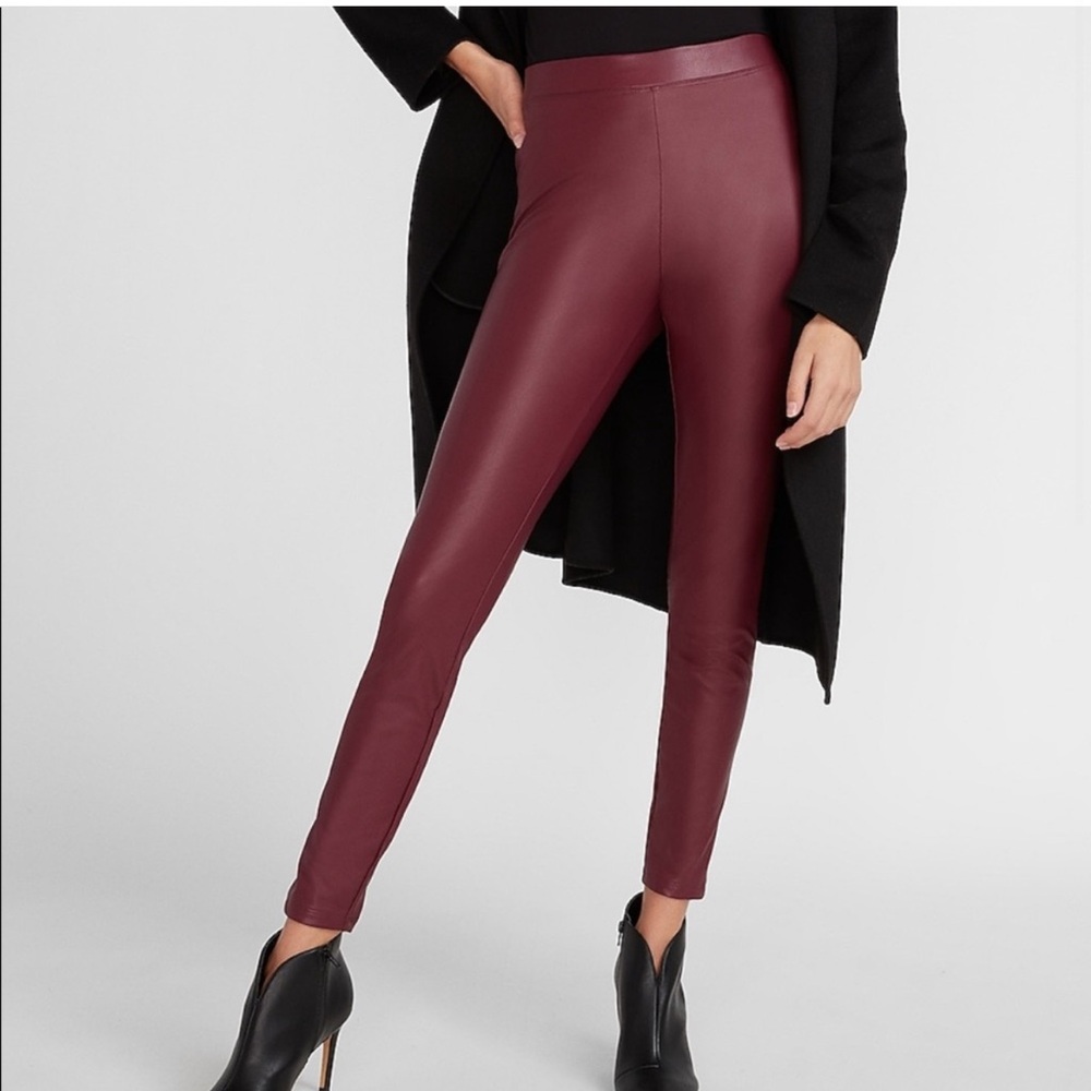 Express Women's Burgundy Faux Leather Pants